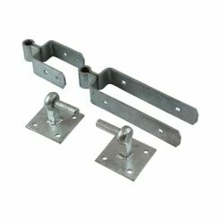 Double Strap Gate Hinge Sets With Hook On Plate | Galvanised | Timco