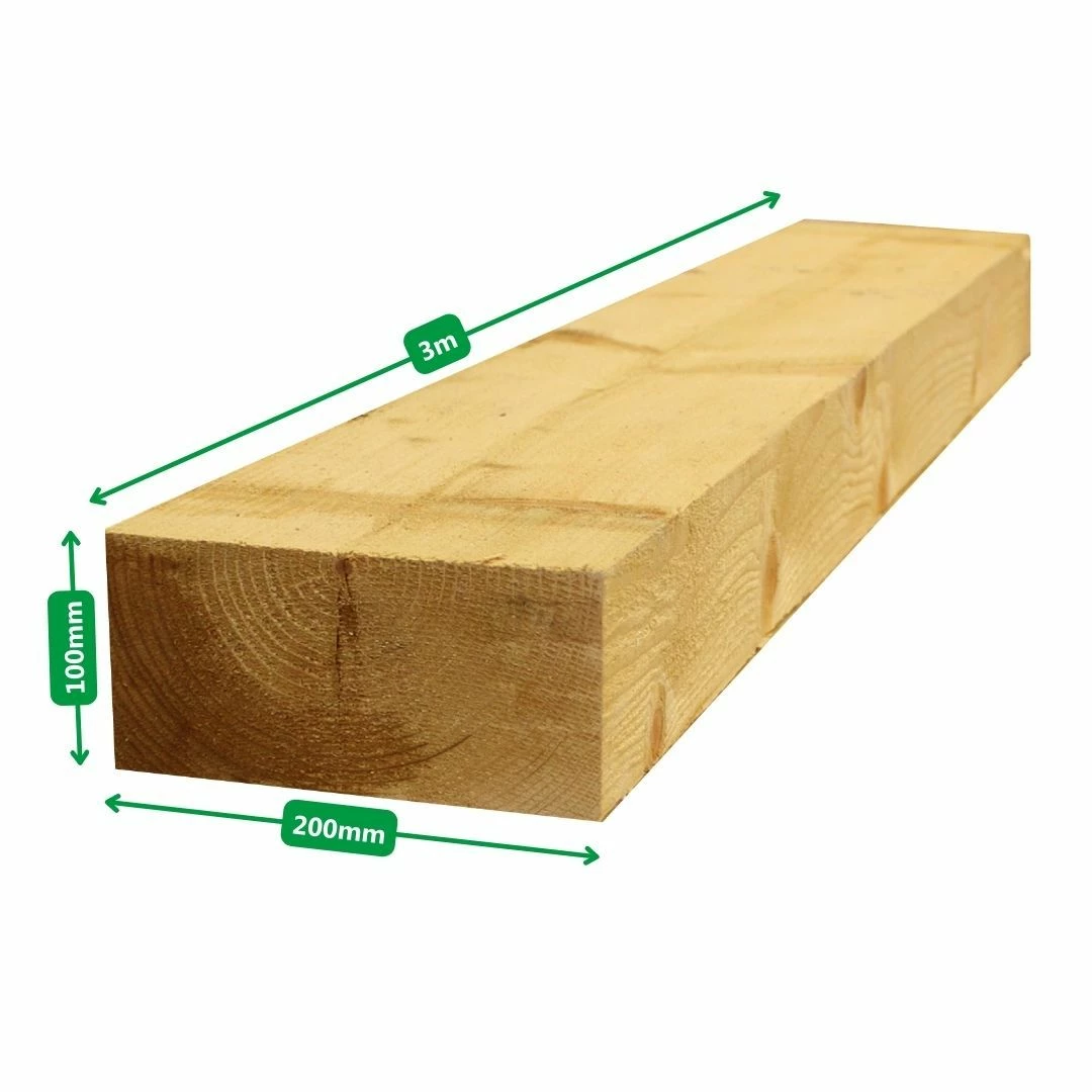 Green Treated Railway Sleeper | 3m X 200mm X 100mm 2 Green Treated Railway Sleeper | 3m X 200mm X 100mm - Image 2