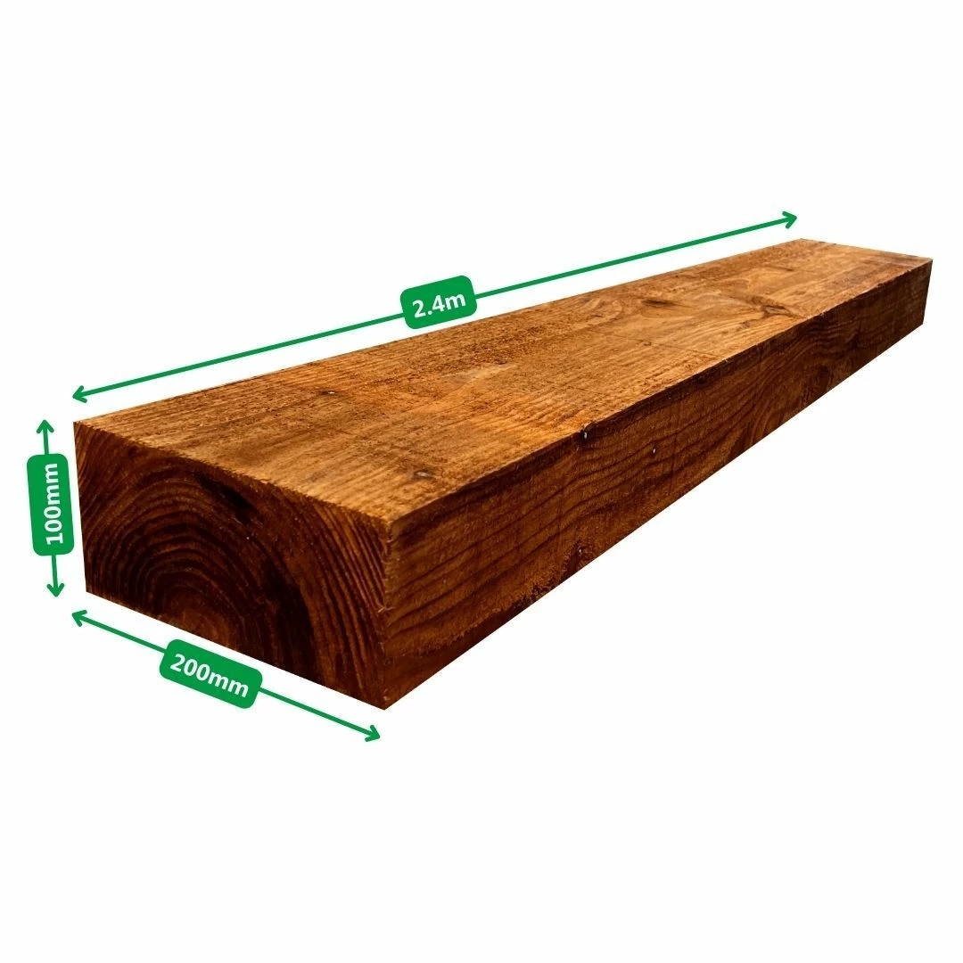 Brown Treated Railway Sleepers (x36) | 2.4m X 200mm X 100mm 2 Brown Treated Railway Sleepers (x36) | 2.4m X 200mm X 100mm - Image 2