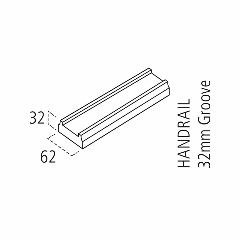 Cheshire Benchmark Baserail Pine Grooved For 32mm Spindles 32x63x3600mm - Image 2