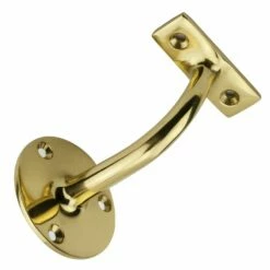 Eclipse Handrail Bracket Polished Brass 76mm