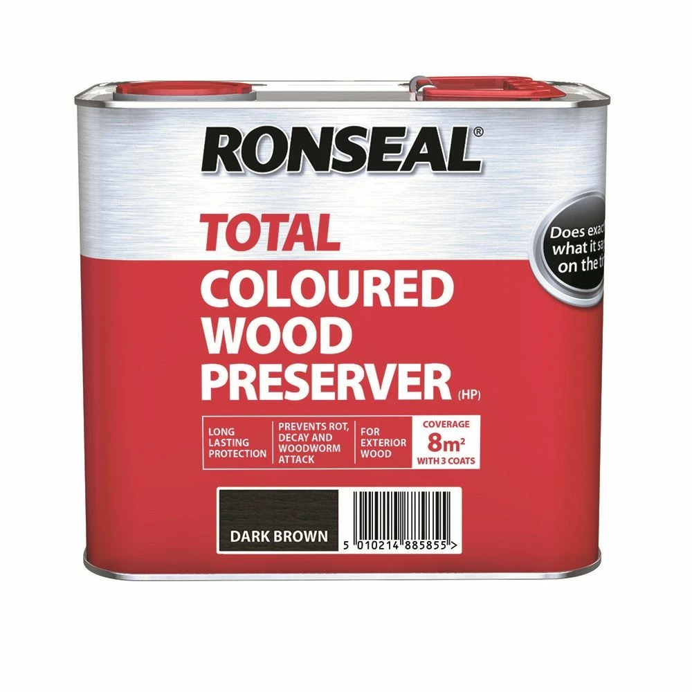Ronseal Trade Total Wood Preserver Dark Brown 2.5ltr 1 Ronseal Trade Total Wood Preserver Dark Brown 2.5ltr
